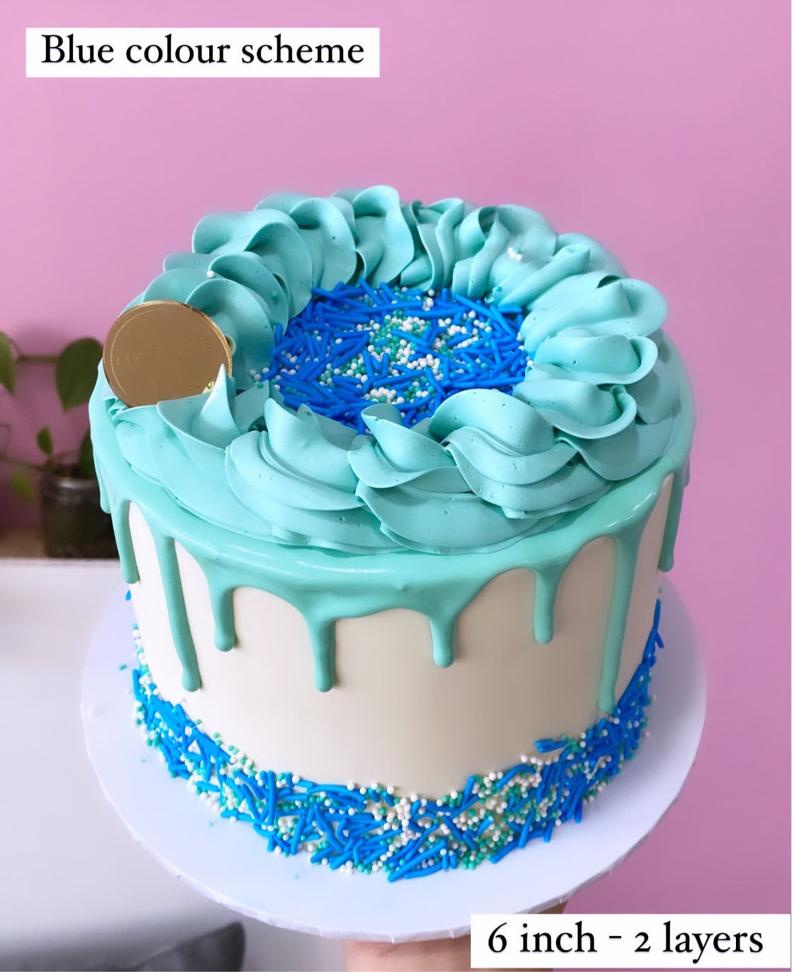 Pink & Blue Retro Cake by Cake Social in Dubai | Joi Gifts